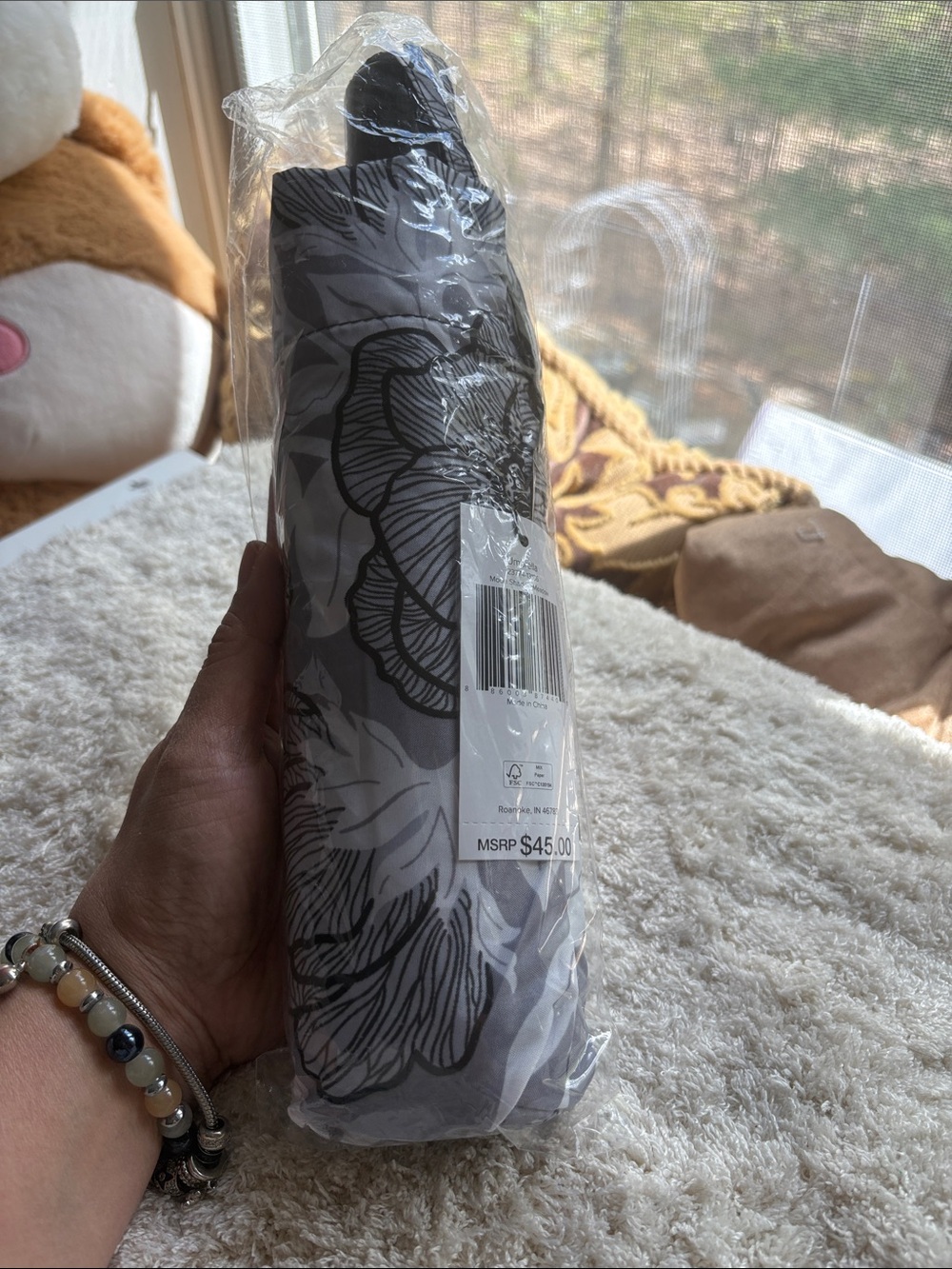 Vera Bradley Gray and Black Floral Umbrella